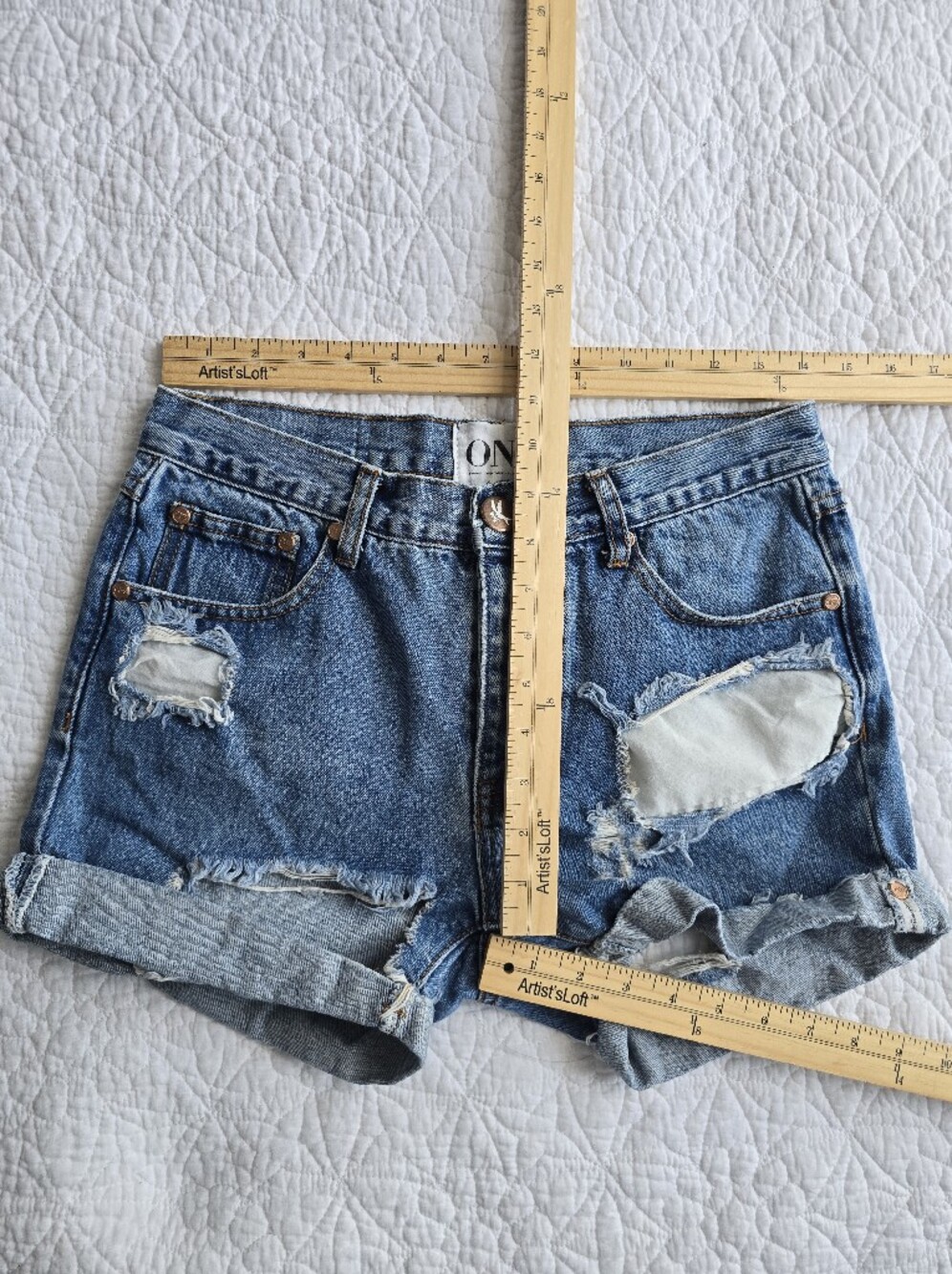 One By One Teaspoon Chargers Distressed Mid Rise Shorts - Picture 12 of 12